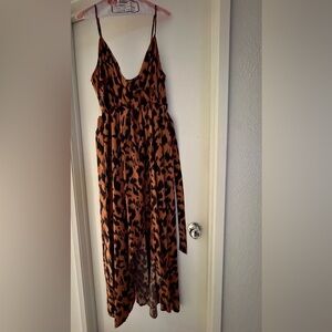 SHEIN Leopard Print Dress - Black and Brown